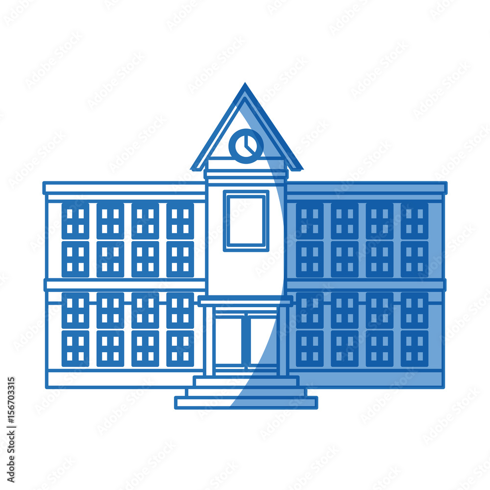 Fototapeta premium school education building facade clock windows door vector illustration