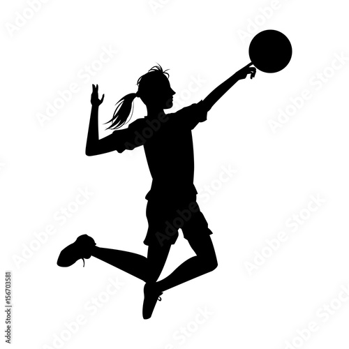 female volleyball player with a ball vector illustration