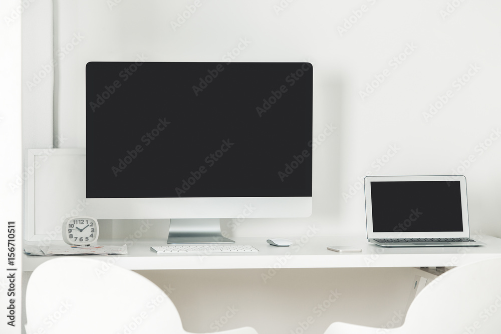Simple workplace with empty gadgets Simple workplace with empty gadgets
