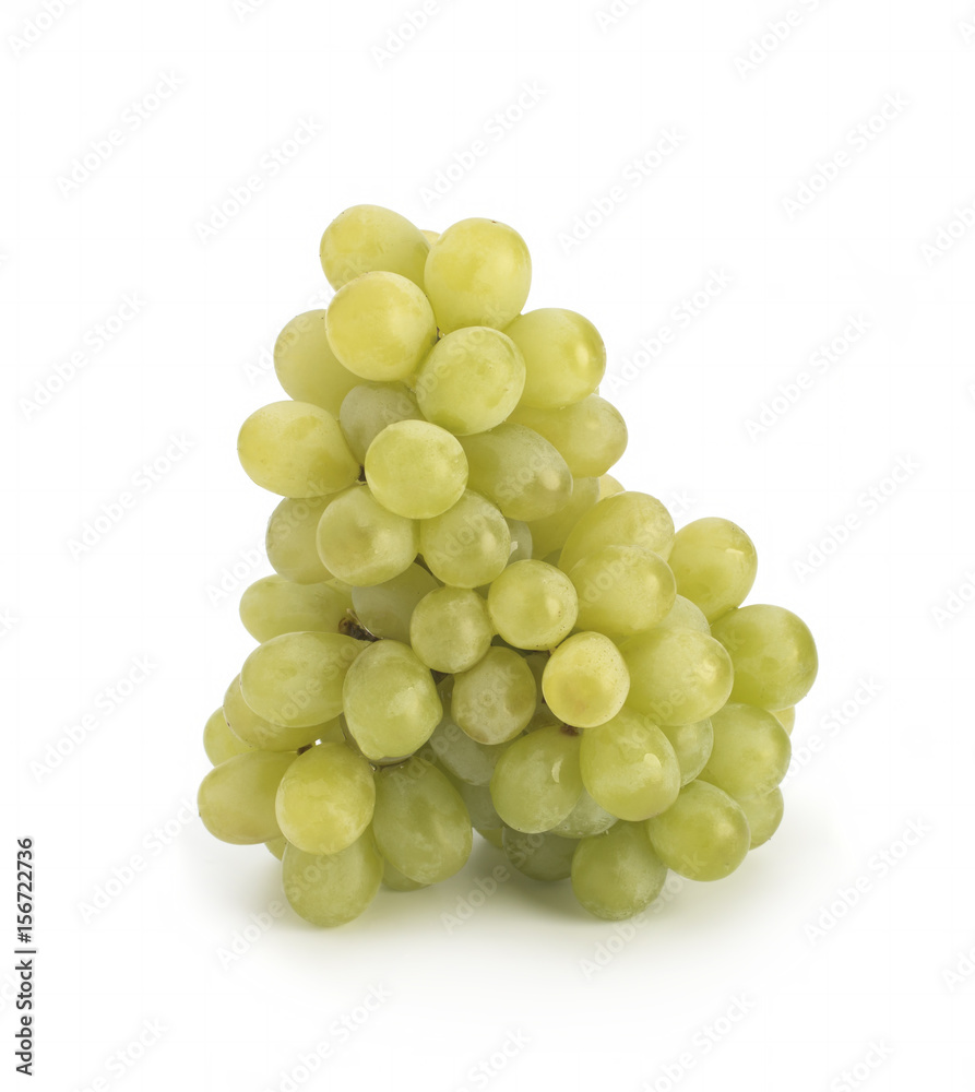 Green grapes on a white background Green grapes on a white background