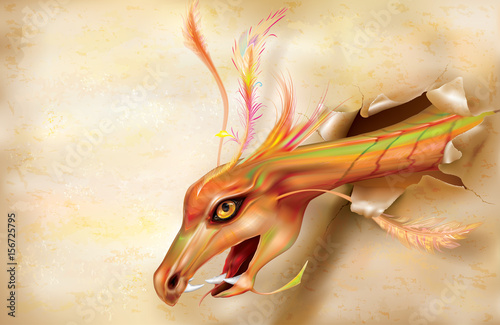 Dragon breaks through the paper