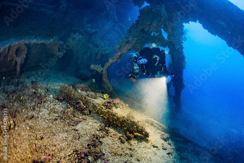 Diving on the wreck BRIONI, Vis Island. © Wojciech