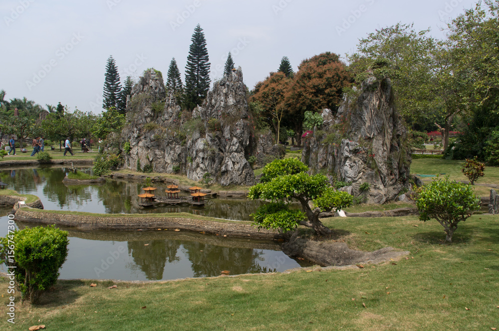 Stone forest in the park of the miniature copies in China