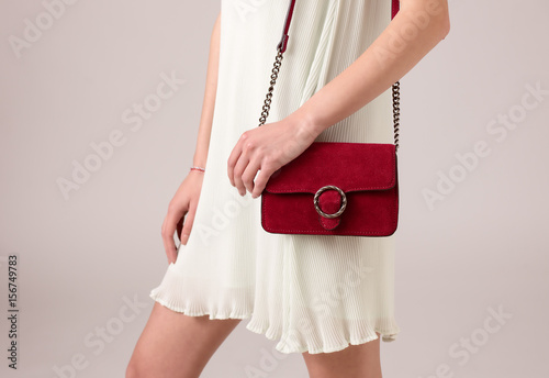 Woman with red bag
