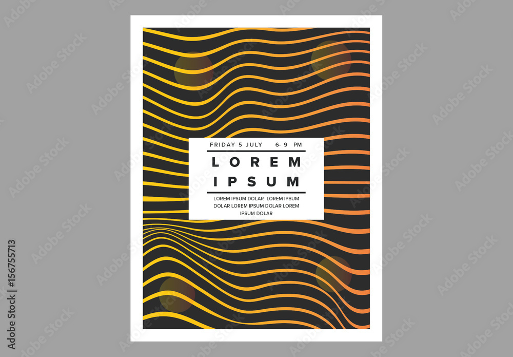 Wavy Line Pattern Event Poster Layout Stock Template | Adobe Stock