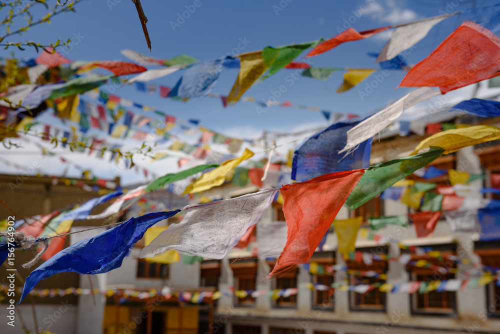 Fototapeta premium Prayer flag at Ladakh Jo Khang Temple