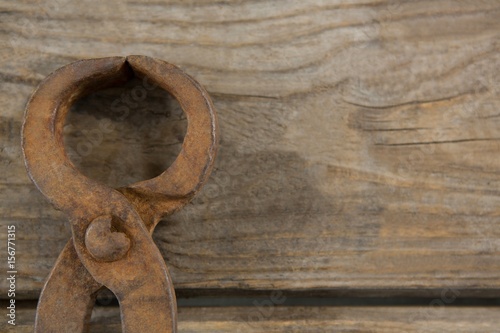 Overhead close up of wire cutter on table