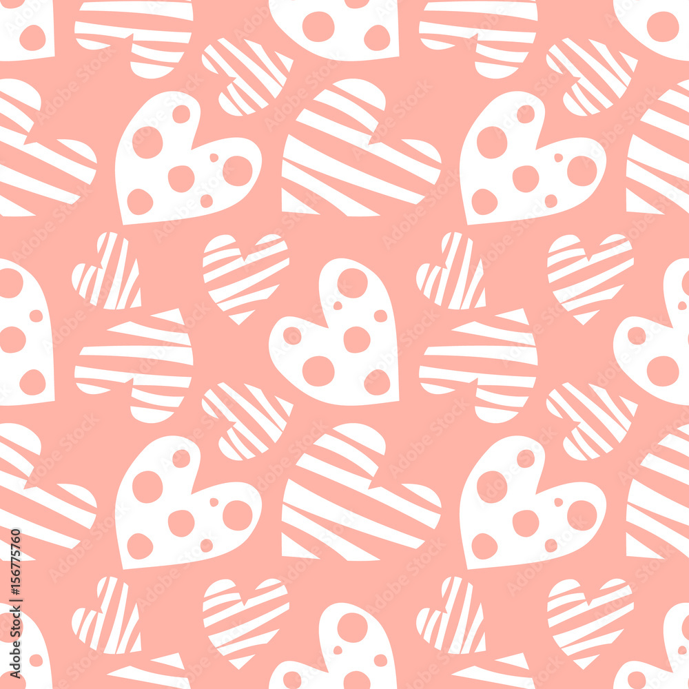 Seamless vector pattern with hearts. Background with hand drawn ornamental symbols. Template for wrapping, decor, surface, cards, backgrounds, textile, print. Repeat ornament. Series of Love Patterns. Seamless vector pattern with hearts. Background with hand drawn ornamental symbols. Template for wrapping, decor, surface, cards, backgrounds, textile, print. Repeat ornament. Series of Love Patterns.