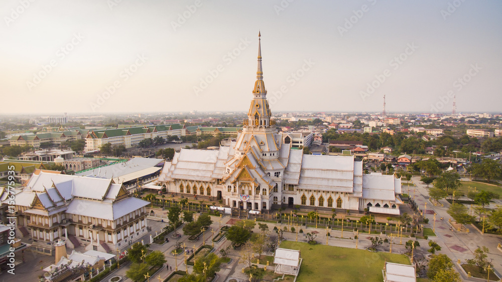 high angle view of wat laung phor sothorn most important religious traveling destination in thailand
