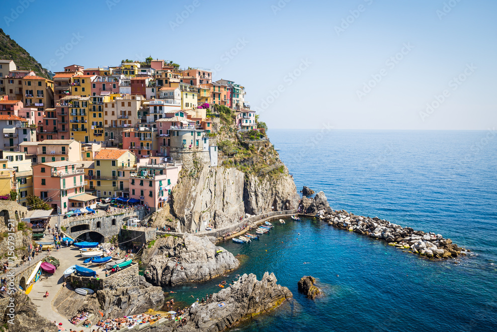 Manarola in Cinque Terre, Italy - July 2016 - The most eye-catching of Cinque Terre towns