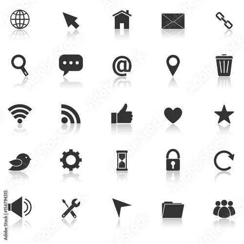 Schilderij op canvas Website icons with reflect on white background