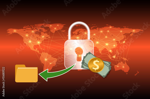 Malware Ransomware wannacry virus encrypted files graphic design