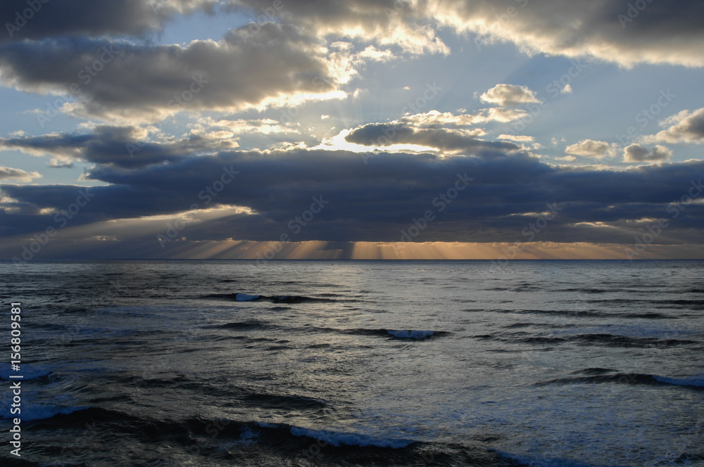 Jesus rays at sunset off Southern California coast