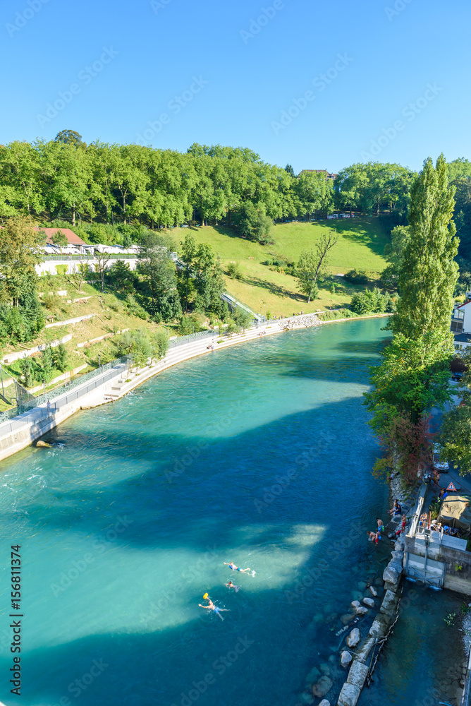 River Aare  at Bern old city center -  Capital of Switzerland