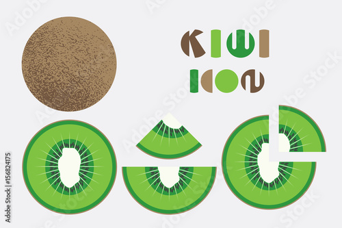 Icon set of kiwi fruit graphic design with circular shape.
