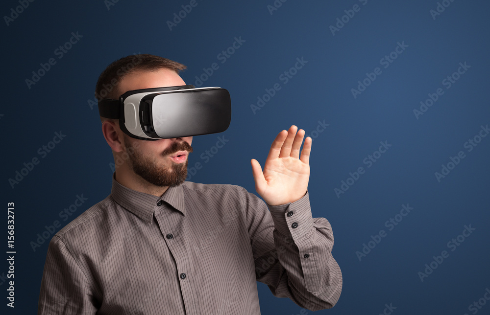 Businessman with virtual reality goggles Businessman with virtual reality goggles