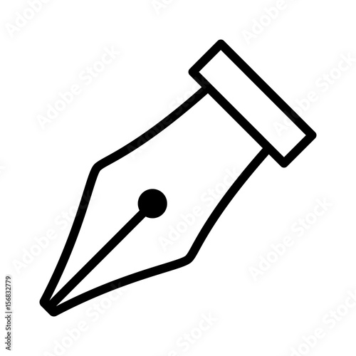 Fountain pen nib or tip for writing line art vector icon for apps and websites