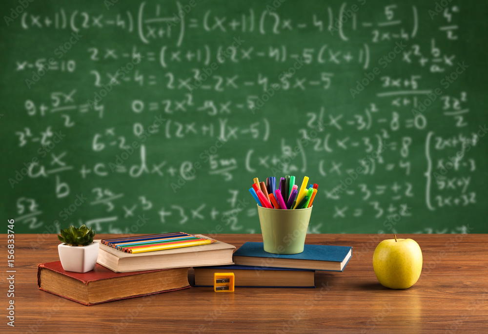 Math class from student school desk Math class from student school desk