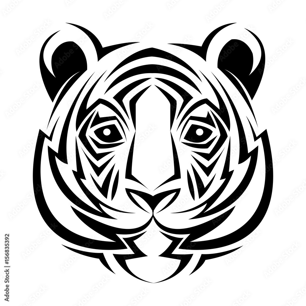 tiger tribal tatto animal creativity design vector illustraiton