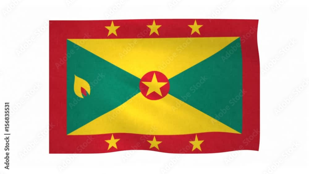 Flag of Grenada waving on white background Flag of Grenada waving on white background