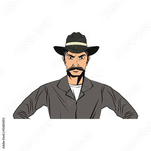 cowboy man cartoon character, modern western cattle hurdlers in traditional cowboy outfit. vector illustration