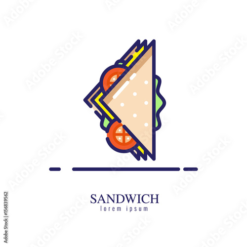 Sandwich icon on a white background. flat thin line icon. vector illustration