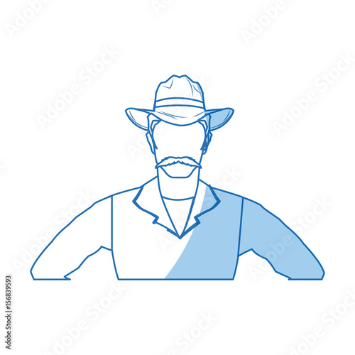 portrait man in cowboy hat. sketch vector illustration