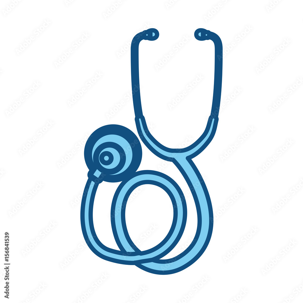 blue line medical stethoscope to check cardiac heartbeat, vector illustration blue line medical stethoscope to check cardiac heartbeat, vector illustration