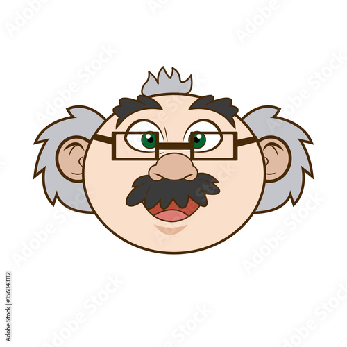 cartoon scientist professor portrait teacher vector illustration