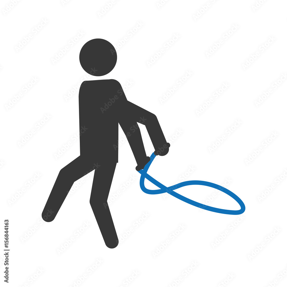 pictogram man jumping rope workout, vector illustration pictogram man jumping rope workout, vector illustration