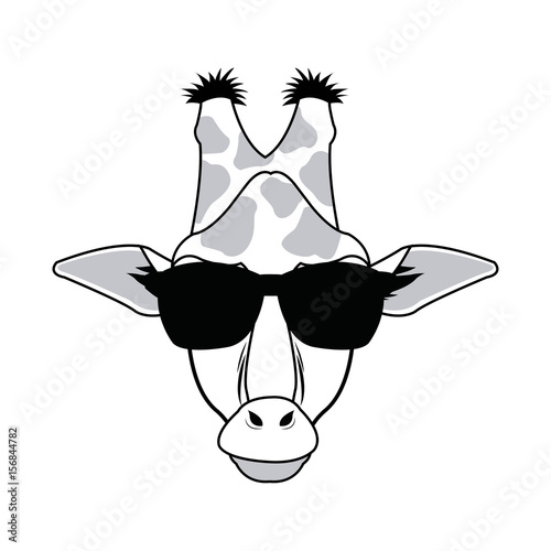 giraffe hipster animal wearing glasses fashion vector illustration