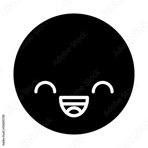 cute black kawaii emoticon face vector illustration graphic design