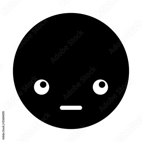 cute black kawaii emoticon face vector illustration graphic design