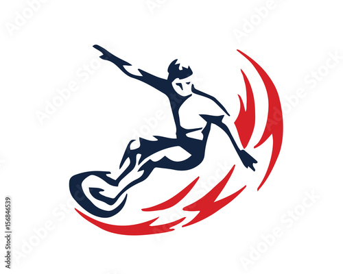 Passionate Extreme Sports Surfing Athlete In Action Logo