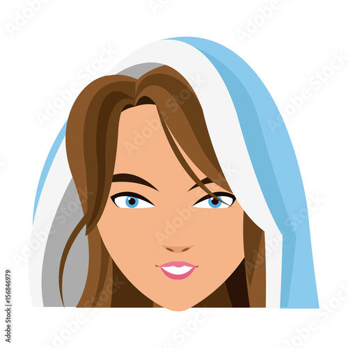 cartoon cute virgin mary character nativity design. vector illustration