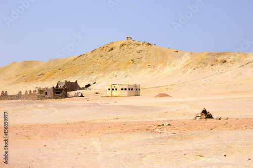 The mud brick houses in Ras Muhammad National Park at Egypt