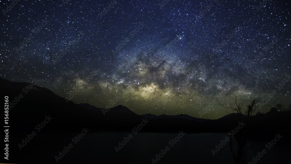 Milky Way and starry sky background.
