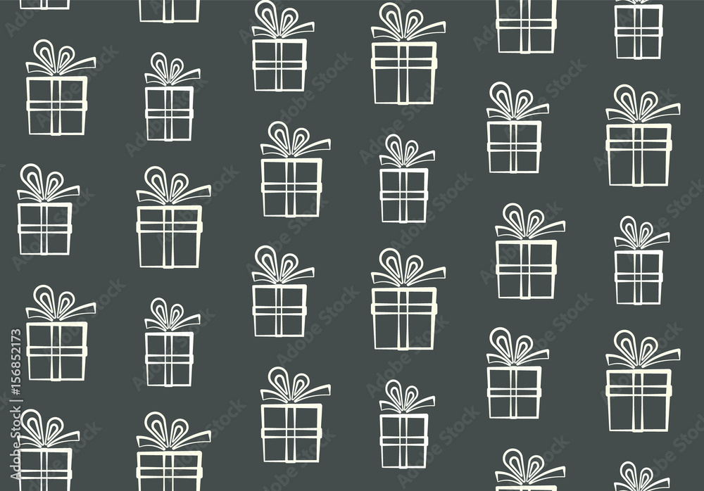 Cute outline white gift boxes pattern, nice present box silhouette pattern, wrapping paper Cute outline white gift boxes pattern, nice present box silhouette pattern, wrapping paper