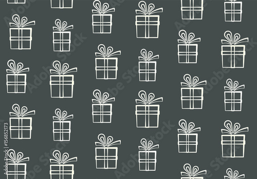 Cute outline white gift boxes pattern, nice present box silhouette pattern, wrapping paper