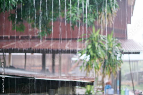rain drops fast dipping from zinc roof