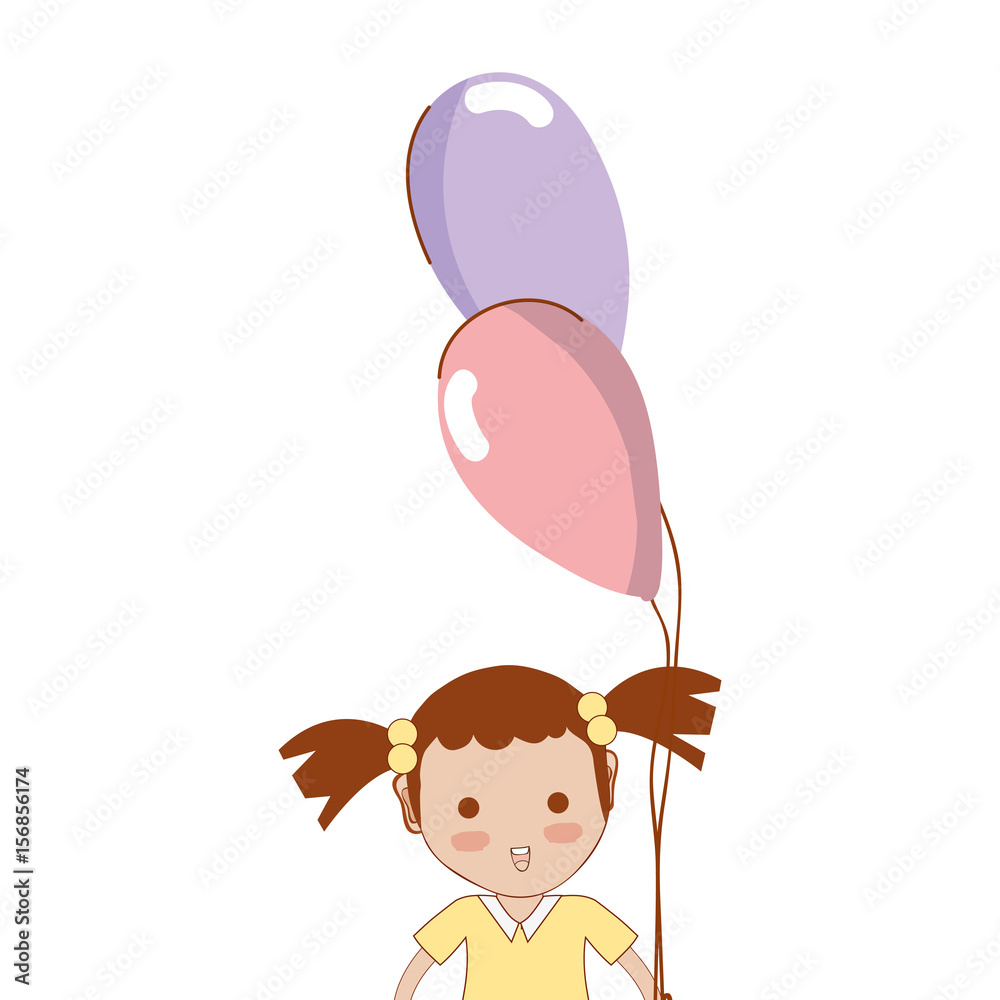 cute girl with balloons in the hand Stock Vector | Adobe Stock