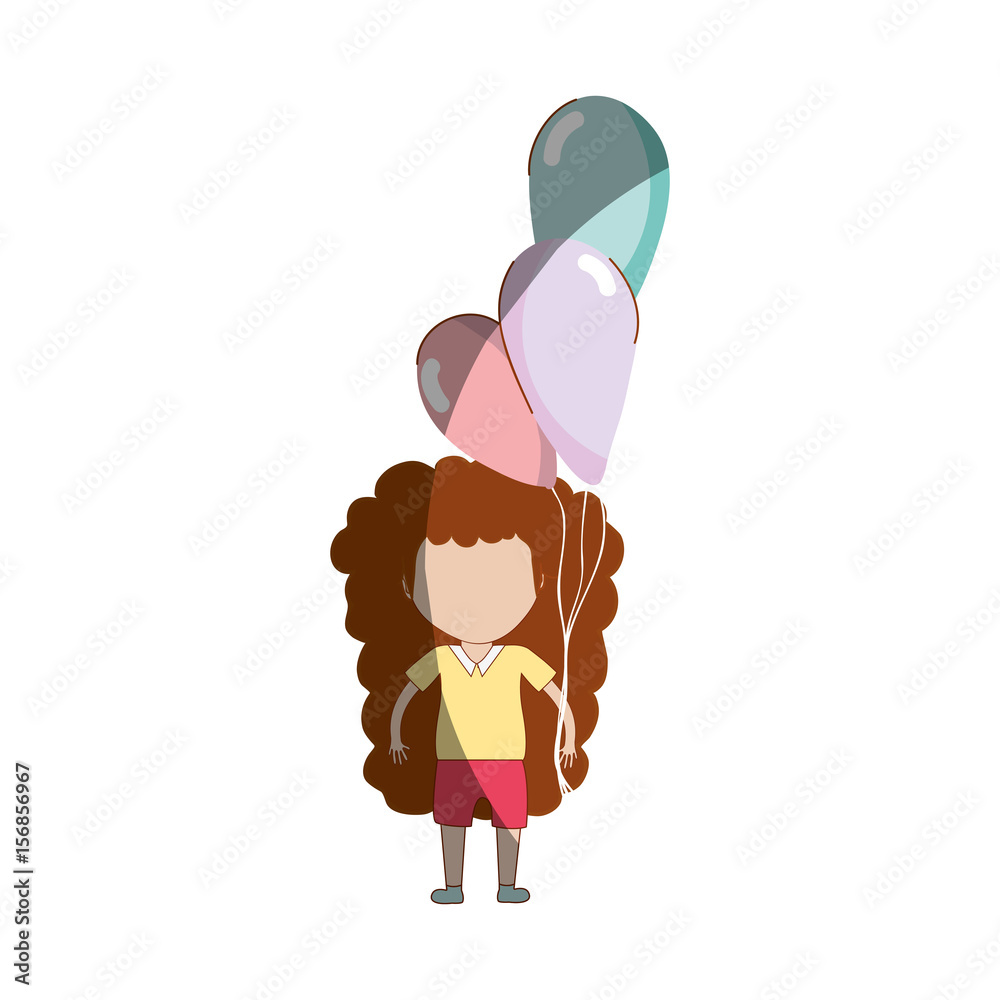 cute girl with balloons in the hand Stock Vector | Adobe Stock