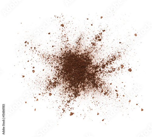 Shattered coffee powder isolated on white background