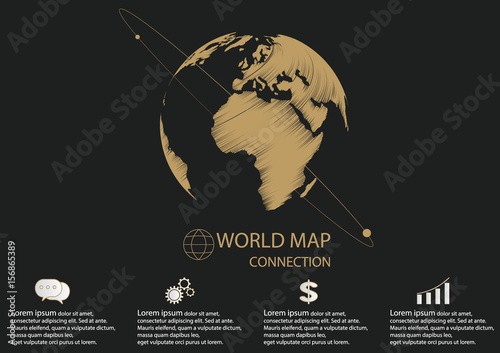 World Map and Connection, vector illustration.