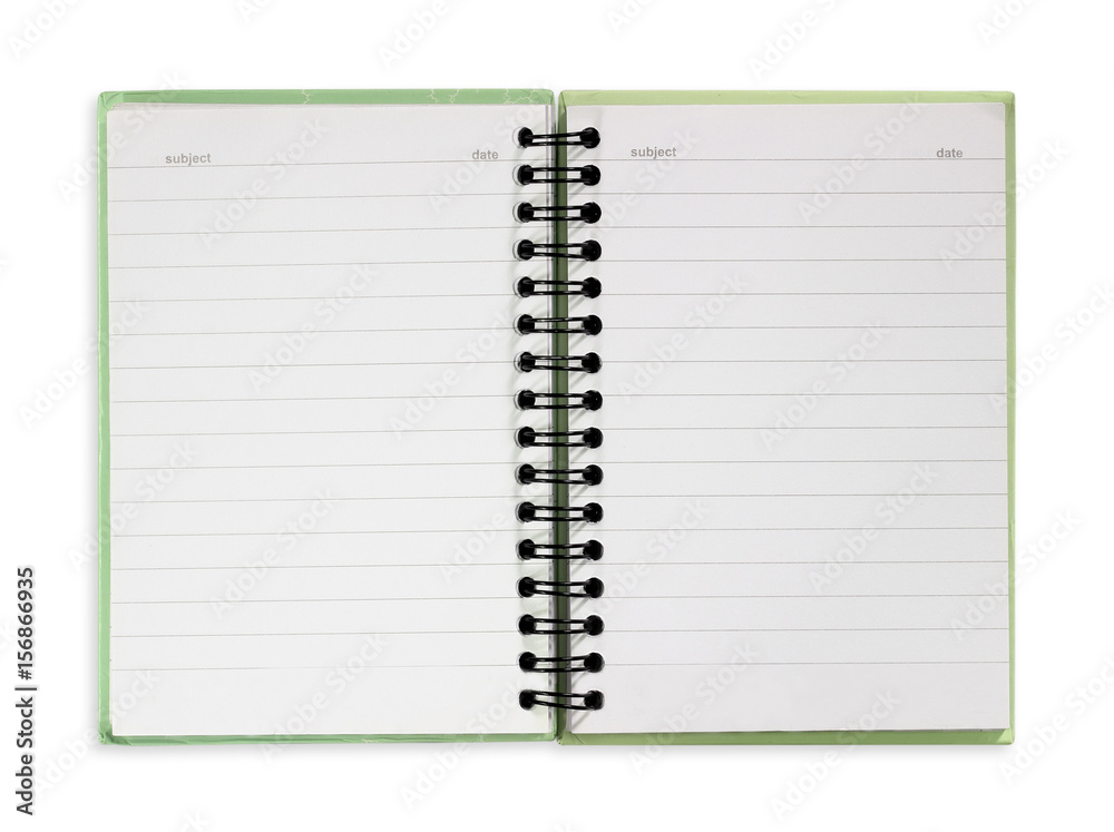 opened notebook isolated on white background. old note book opened notebook isolated on white background. old note book