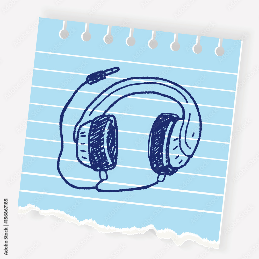 Doodle Headphone Stock Vector | Adobe Stock
