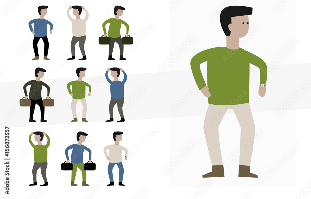 businessman office worker character illustration set. businessman office worker character illustration set.