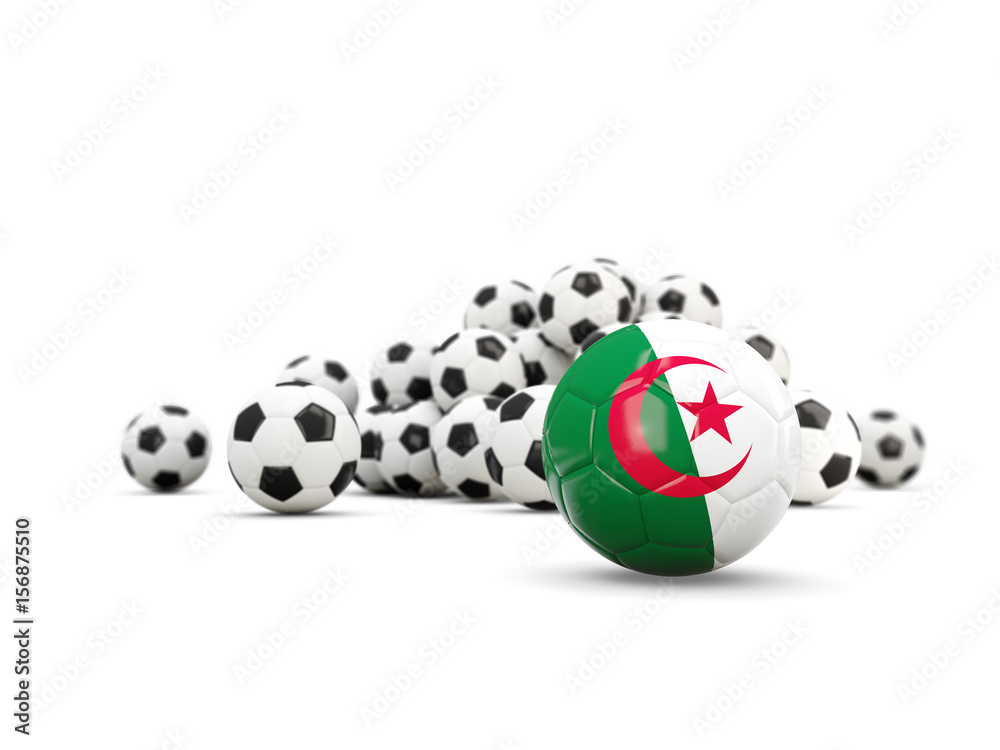 Football with flag of algeria isolated on white Football with flag of algeria isolated on white