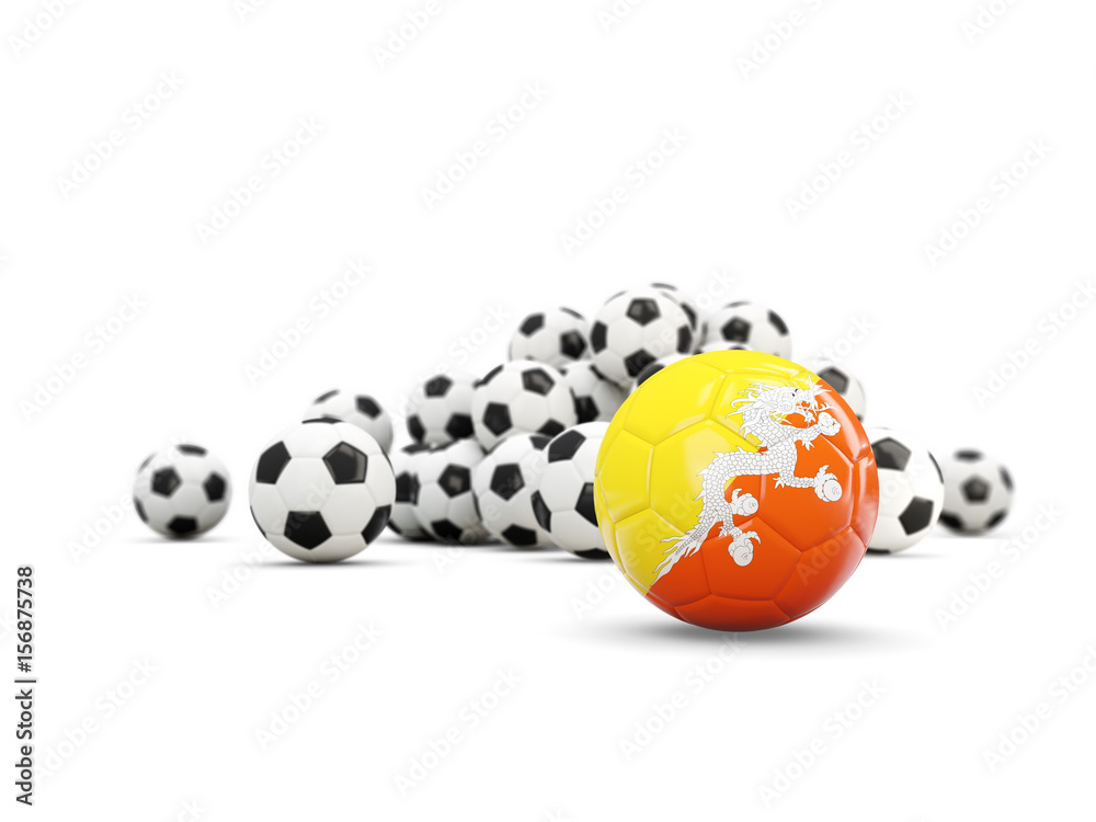 Football with flag of bhutan isolated on white Football with flag of bhutan isolated on white
