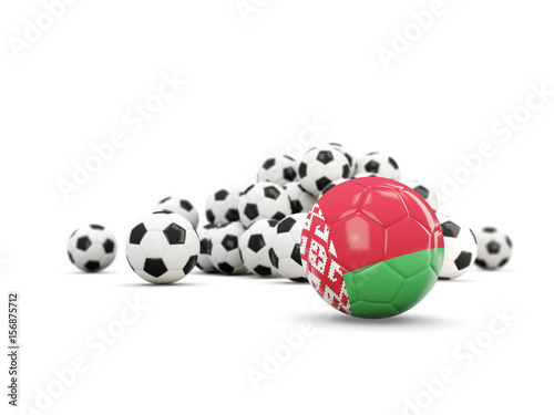 Football with flag of belarus isolated on white